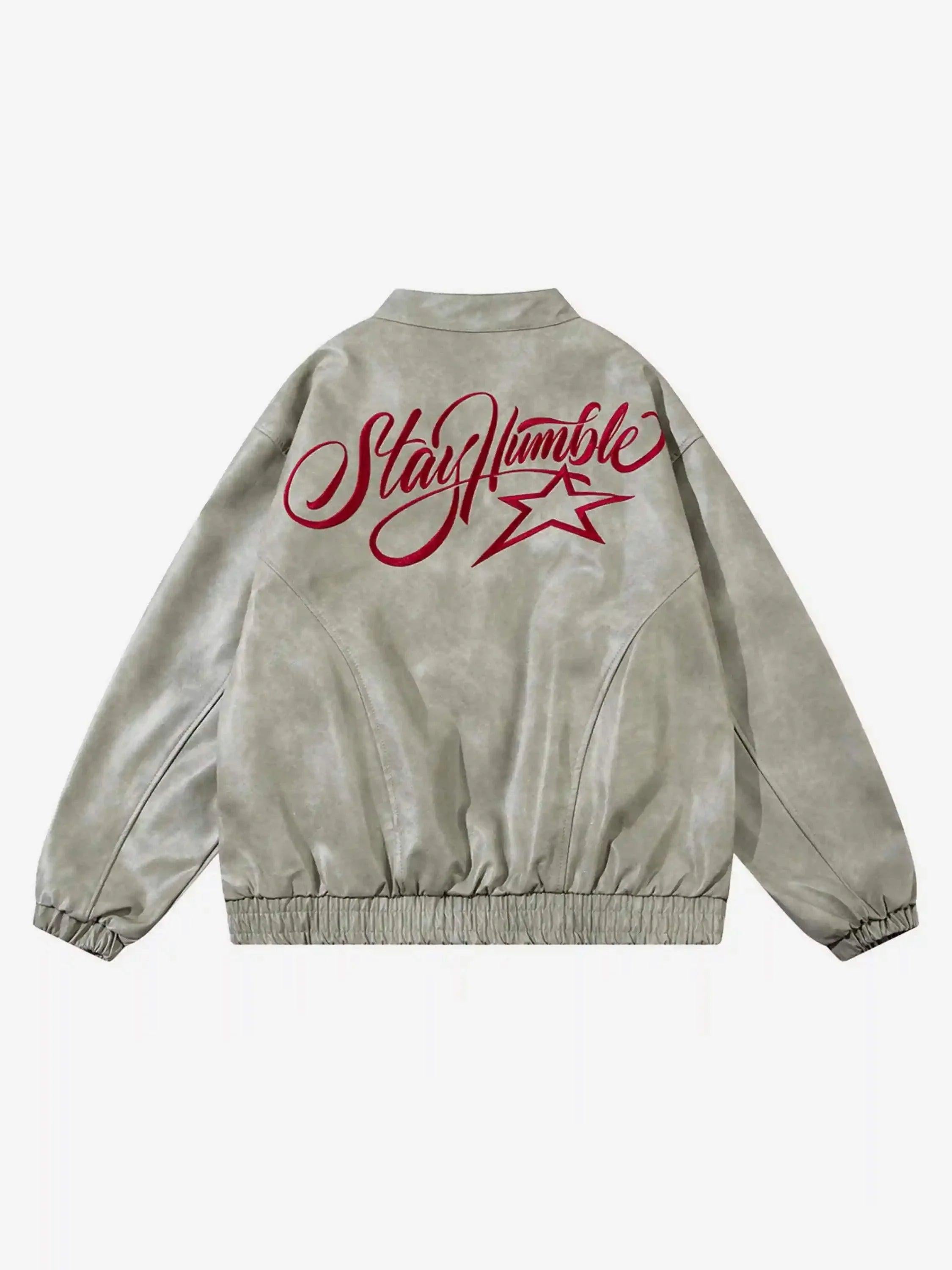 American Retro Script Embroidered Motorcycle Jacket