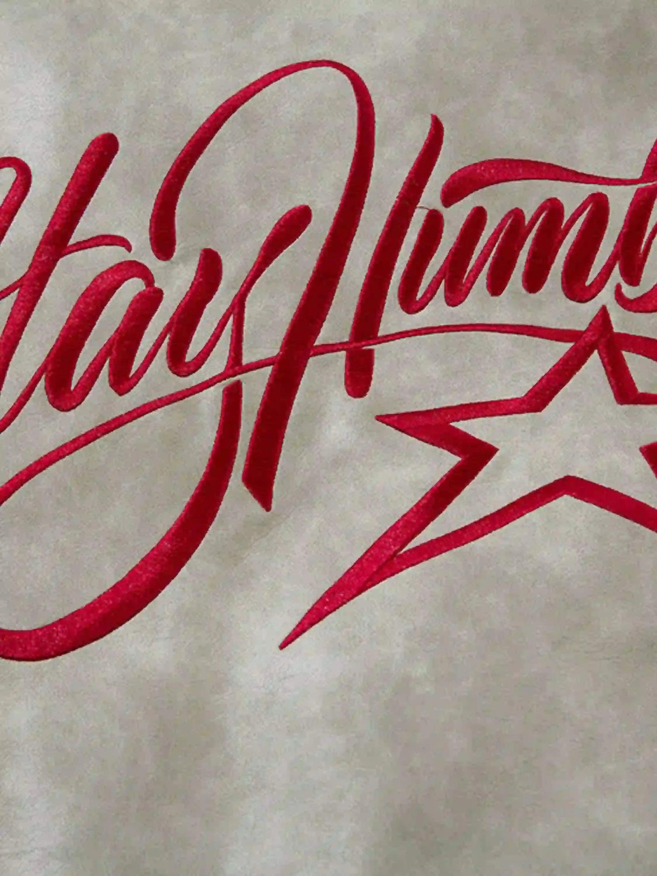 American Retro Script Embroidered Motorcycle Jacket