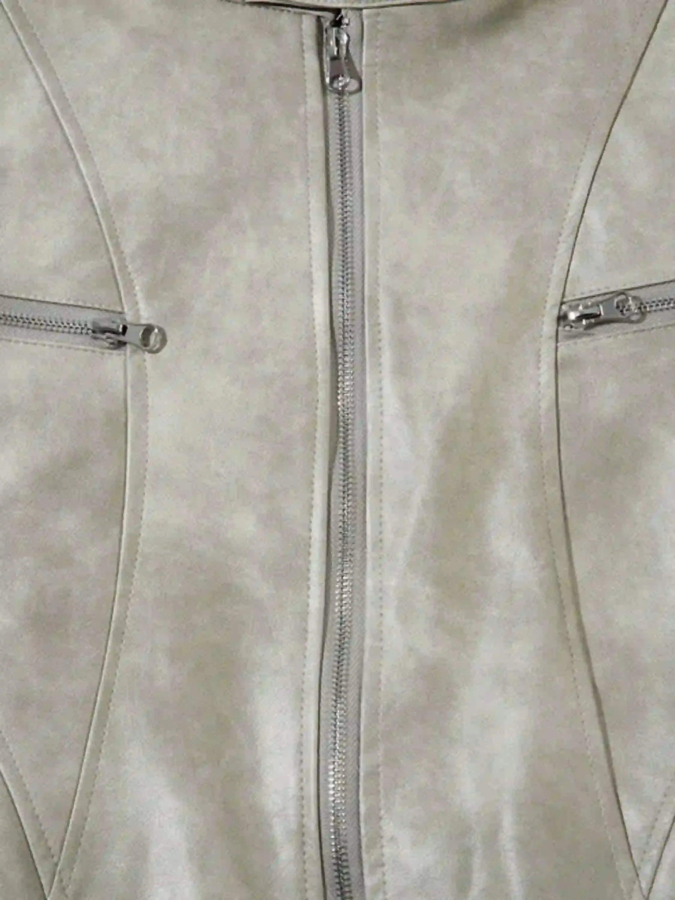 American Retro Script Embroidered Motorcycle Jacket