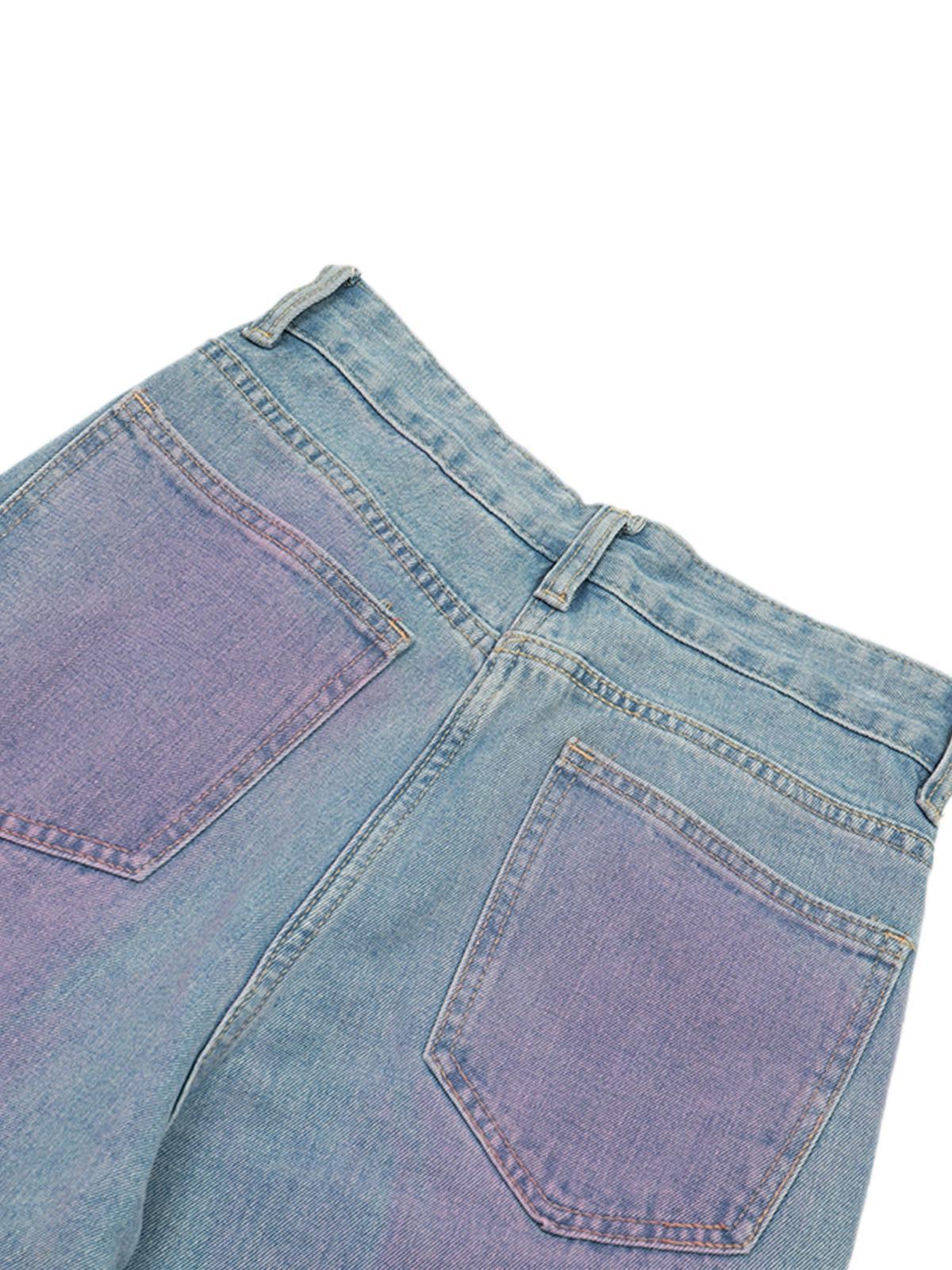 American Retro Spray-Painted Star Embroidered Jeans