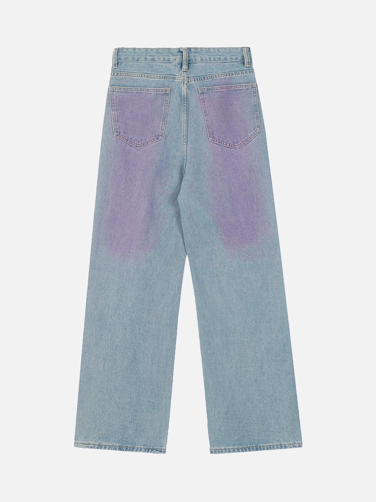 American Retro Spray-Painted Star Embroidered Jeans