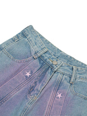 American Retro Spray-Painted Star Embroidered Jeans