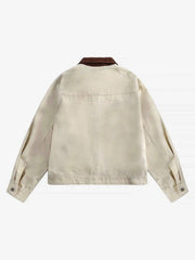 American Retro Washed Graffiti Patchwork Jacket