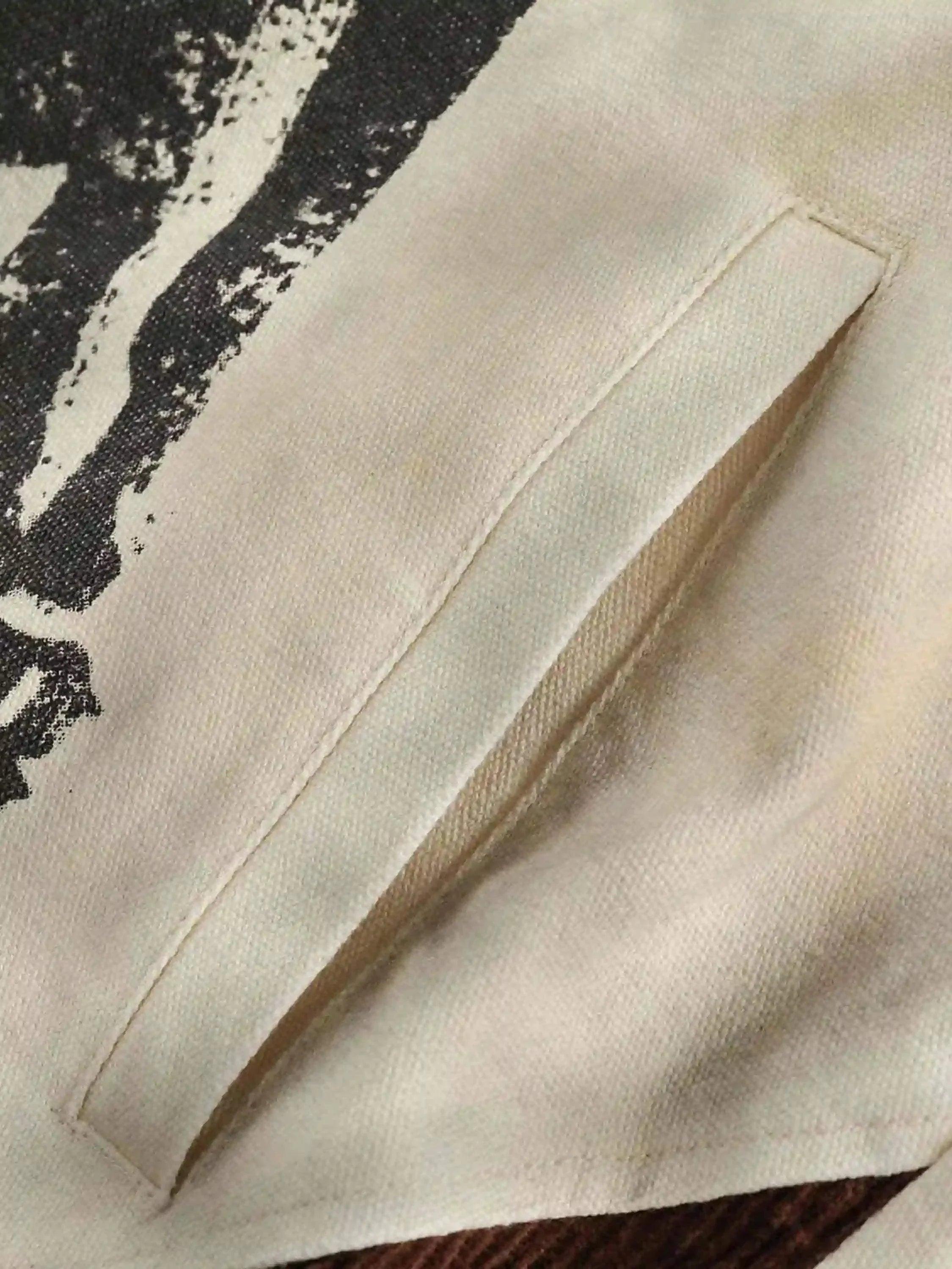 American Retro Washed Graffiti Patchwork Jacket