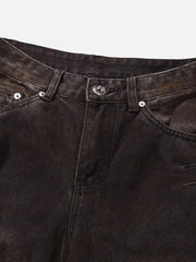 American Street Fashion Heavy Industry Washed Jeans