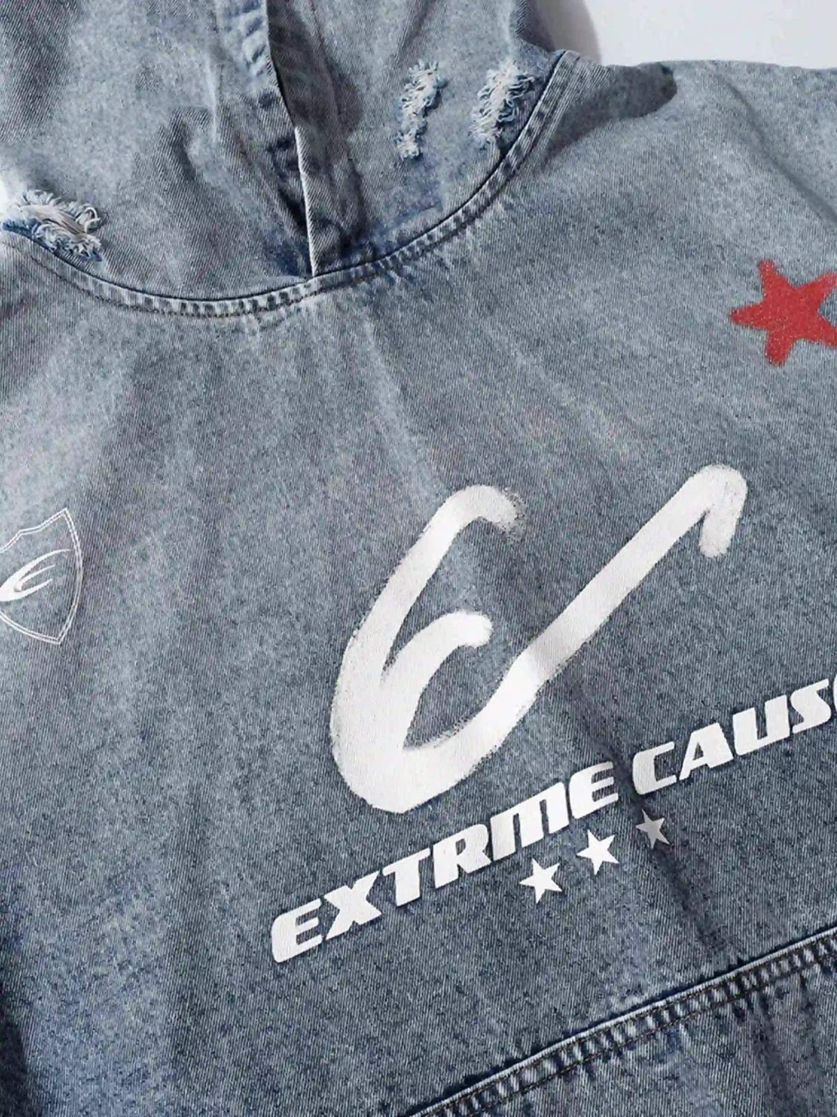 American Street Gradient Denim Hoodie