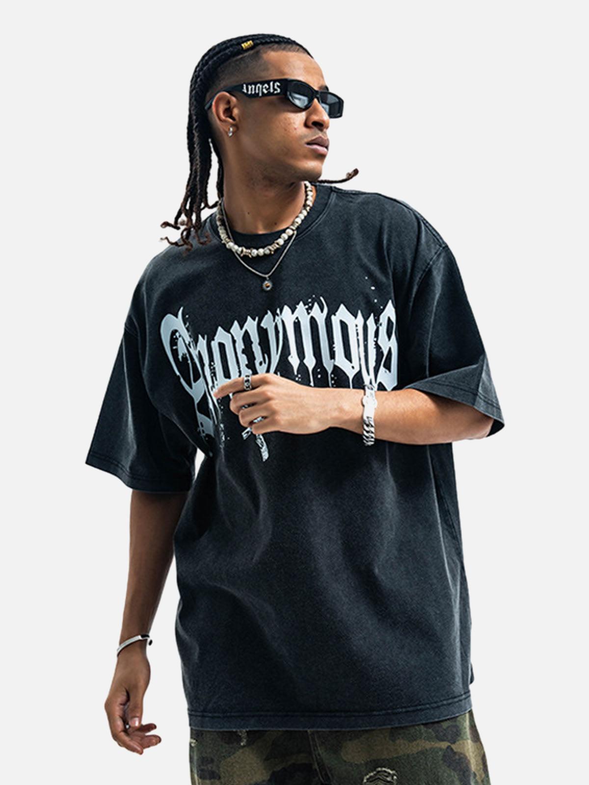 American Street Heavy Washed Distressed Gothic Cross T-Shirt
