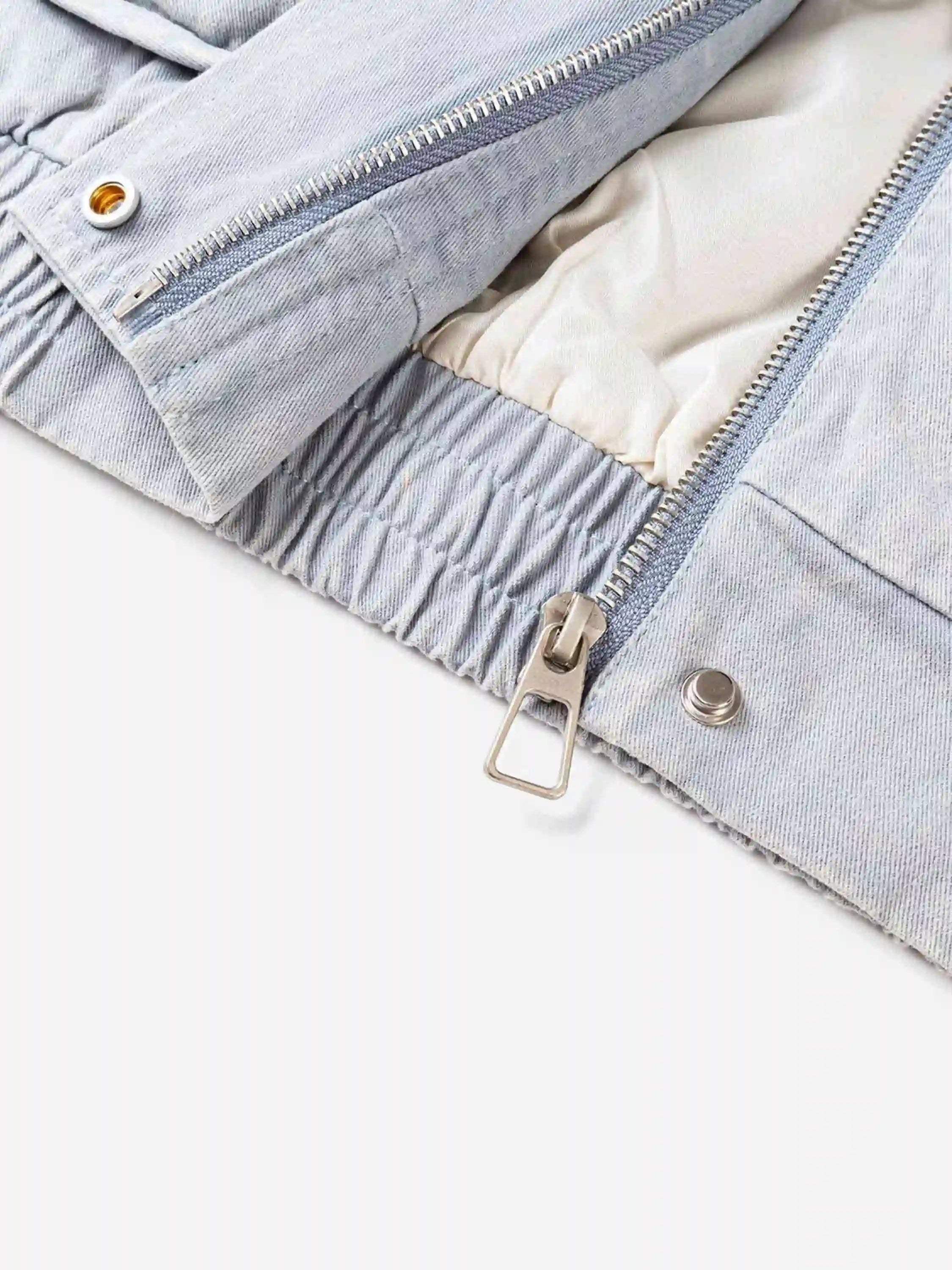 American Street Style Washed Faded Short Jacket