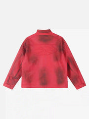 American Style 3D Embroidery Spray Color Motorcycle Jacket