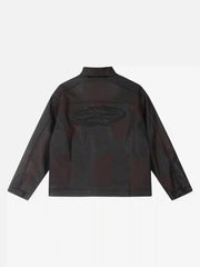 American Style 3D Embroidery Spray Color Motorcycle Jacket
