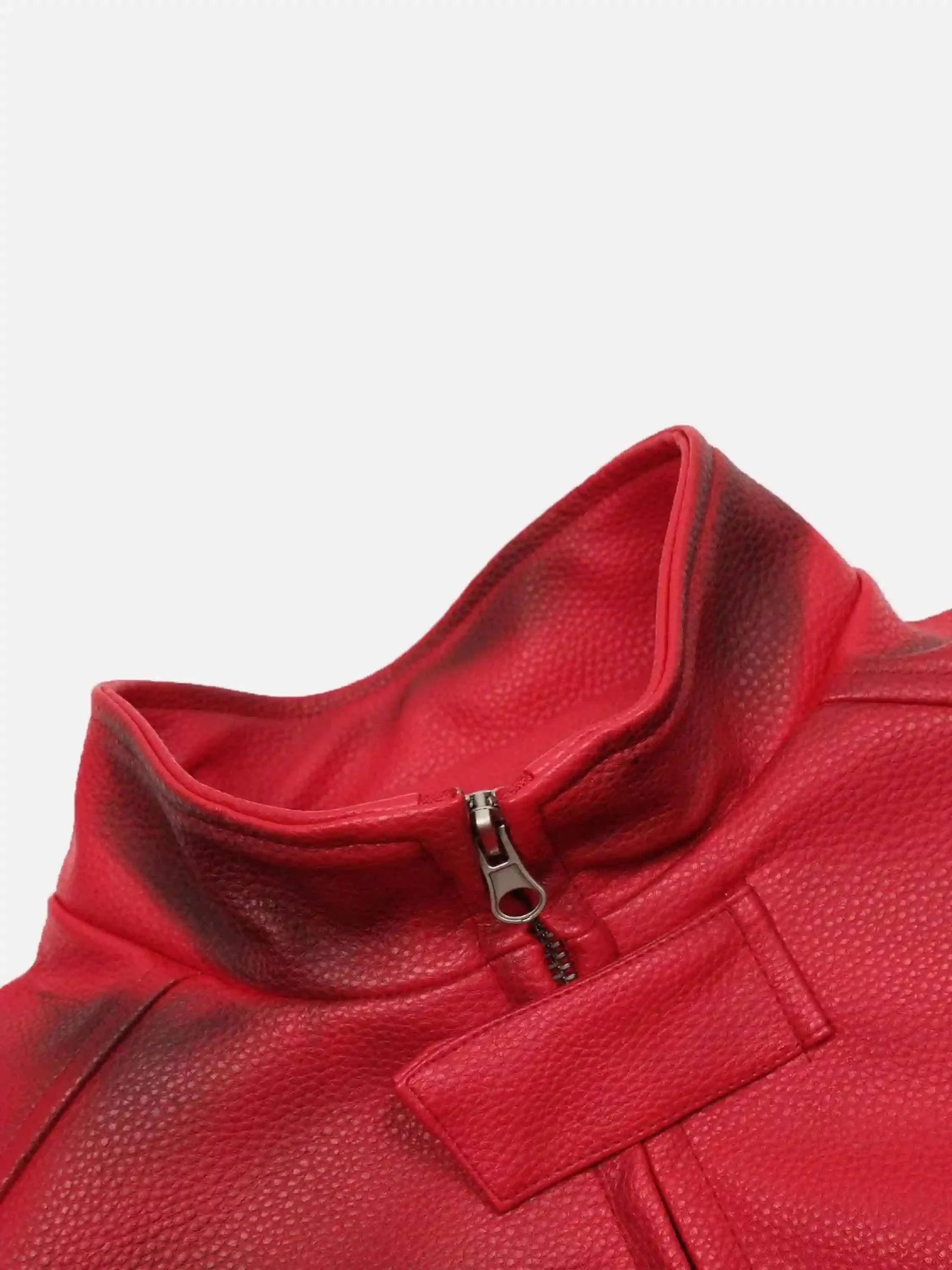 American Style 3D Embroidery Spray Color Motorcycle Jacket