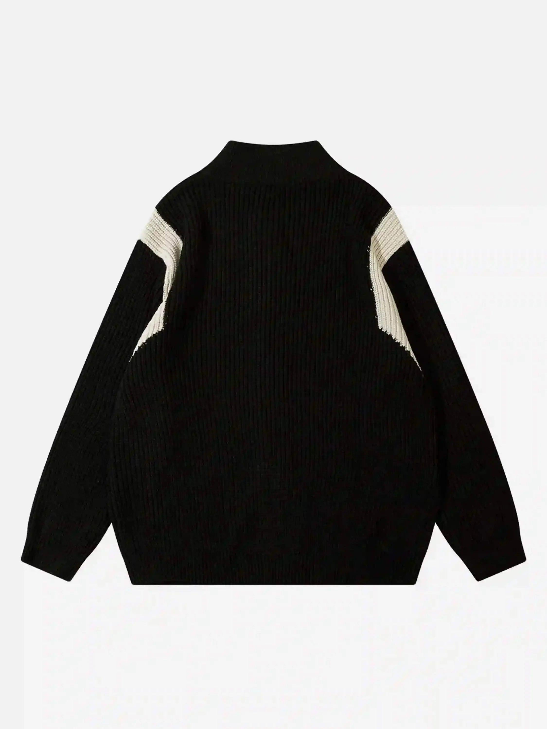 American Style Color Blocking Zipper Cardigan