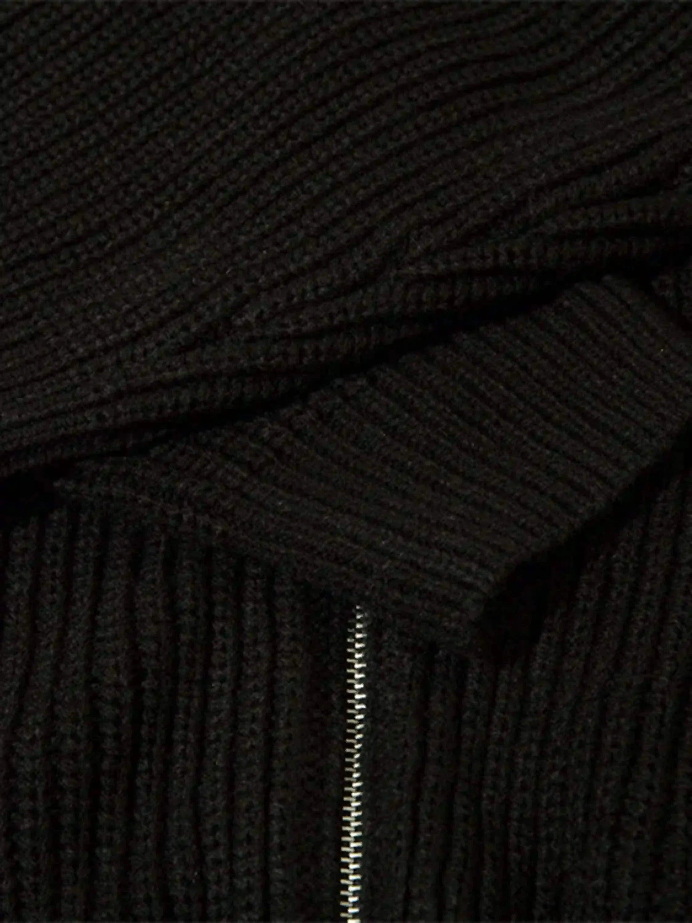 American Style Color Blocking Zipper Cardigan