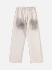American Style Spray Painted Letters Washed Casual Sweatpants