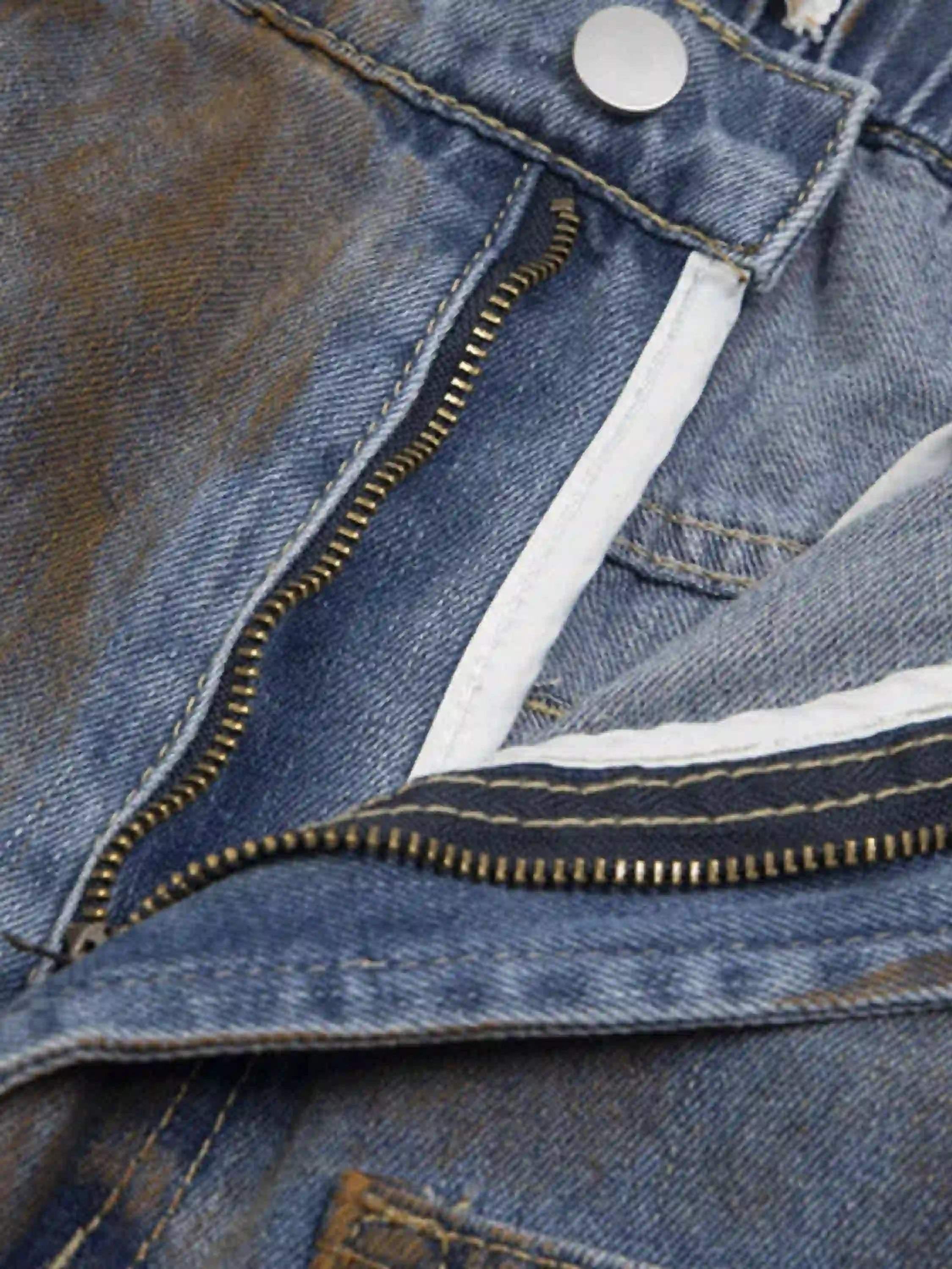 American Style Wasteland Style Wide-Leg Denim Jorts