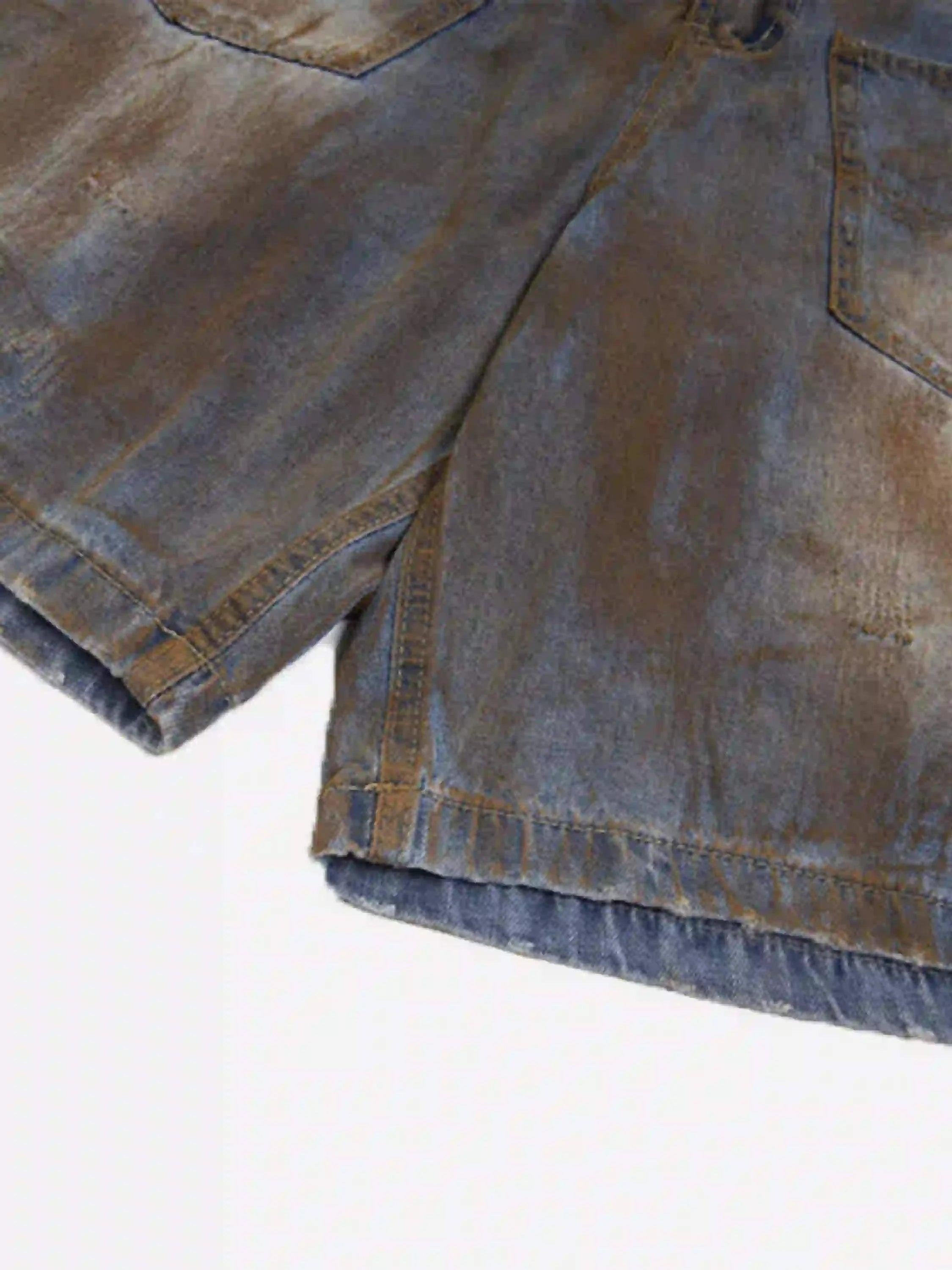 American Style Wasteland Style Wide-Leg Denim Jorts