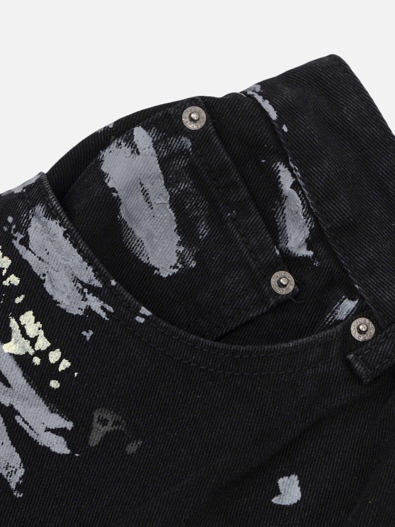 Americana Graffiti Letter Print Jeans