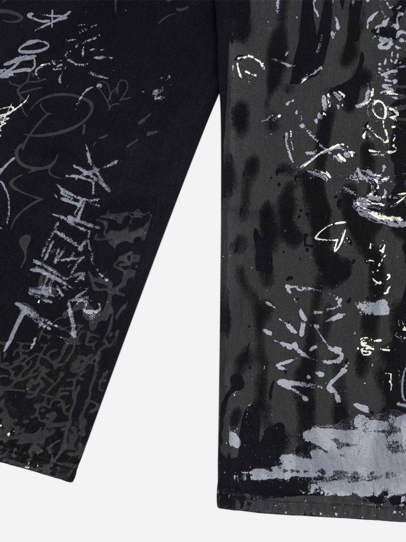 Americana Graffiti Letter Print Jeans