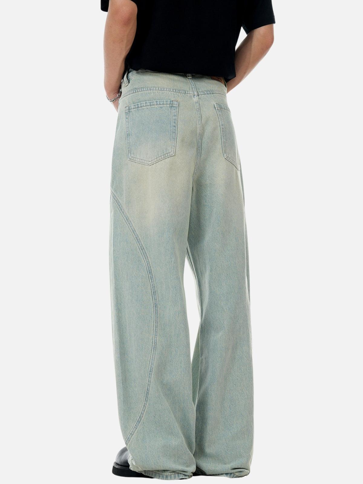 Arc Patchwork Washed Loose Jeans