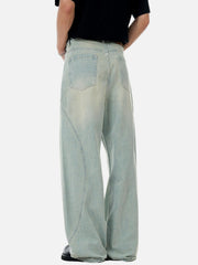 Arc Patchwork Washed Loose Jeans