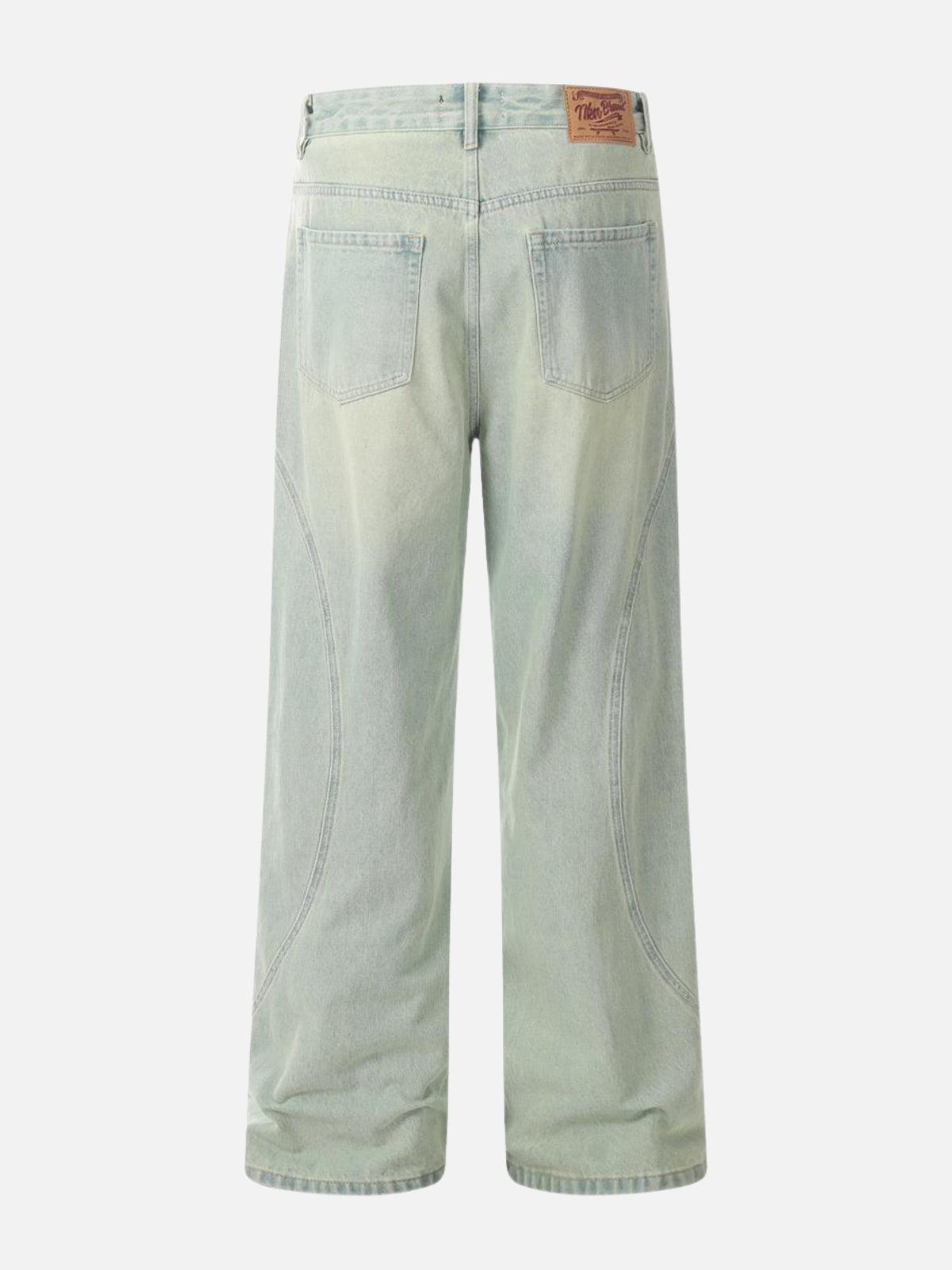 Arc Patchwork Washed Loose Jeans