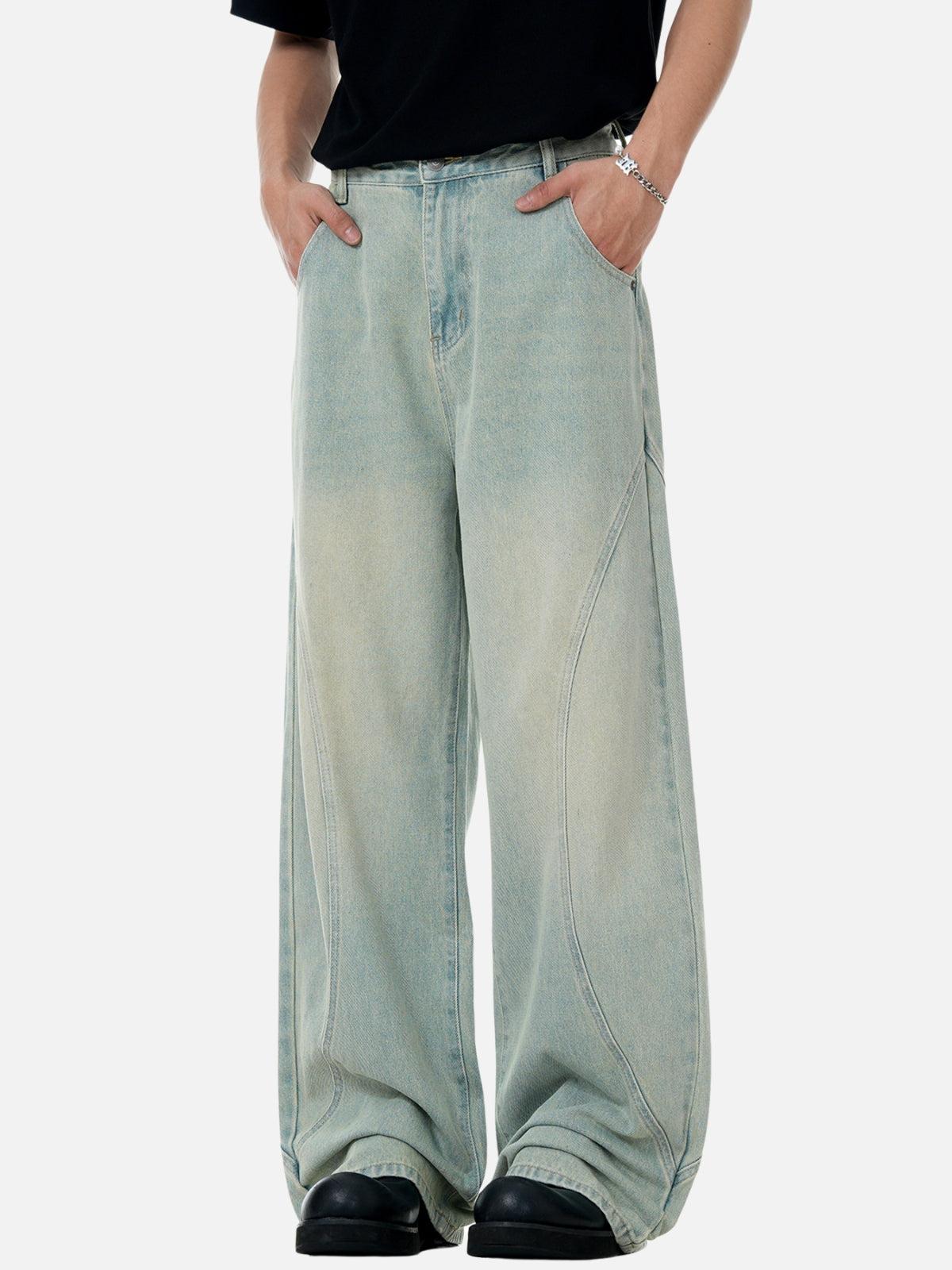 Arc Patchwork Washed Loose Jeans