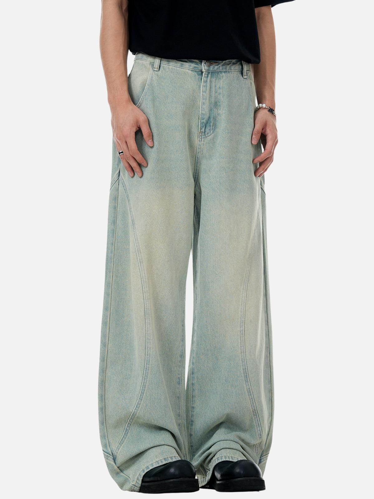 Arc Patchwork Washed Loose Jeans