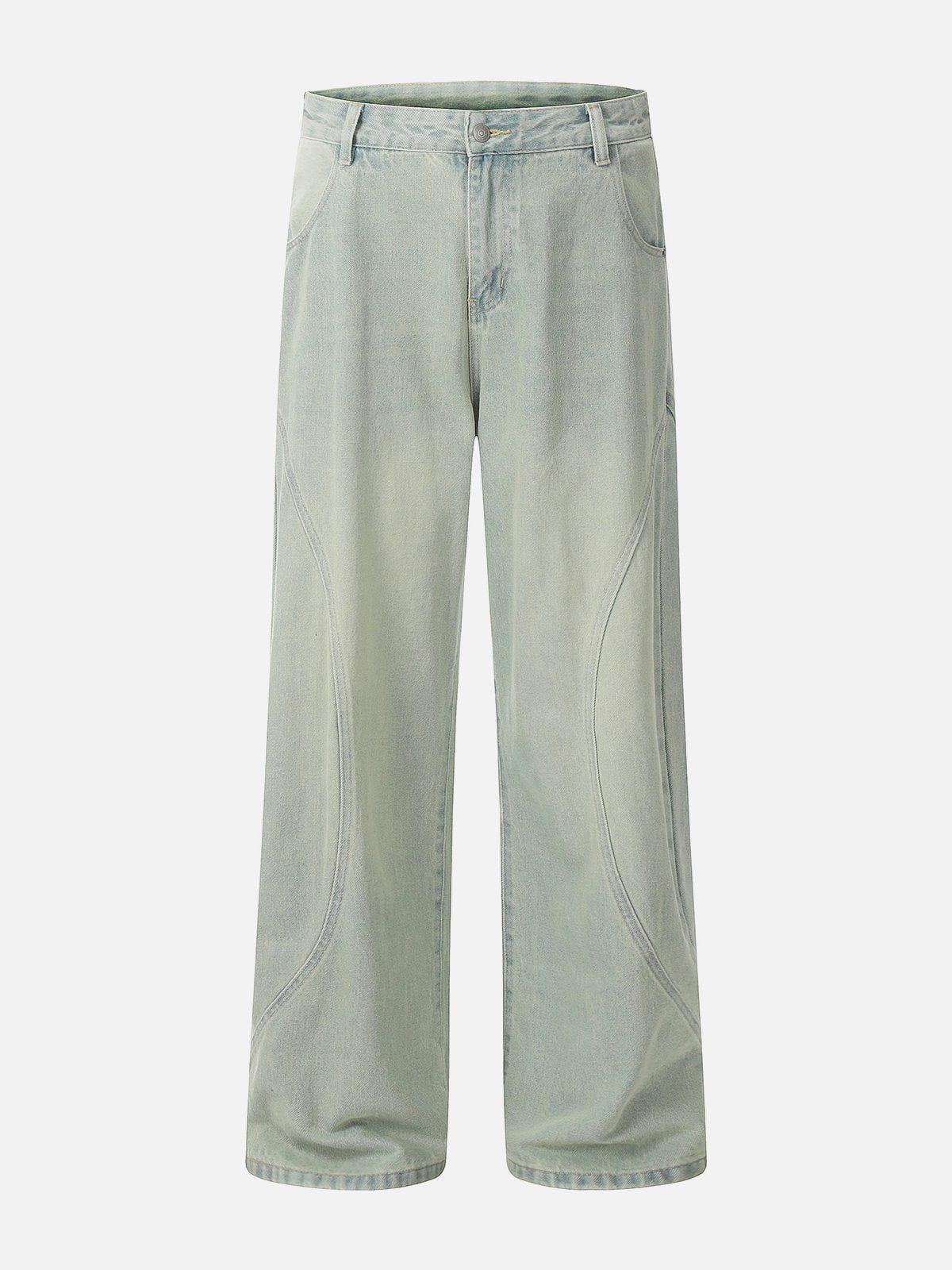 Arc Patchwork Washed Loose Jeans