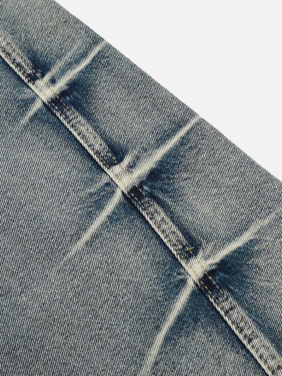 Arc-Stitched Washed Jeans