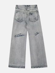 Arc-Stitched Washed Jeans