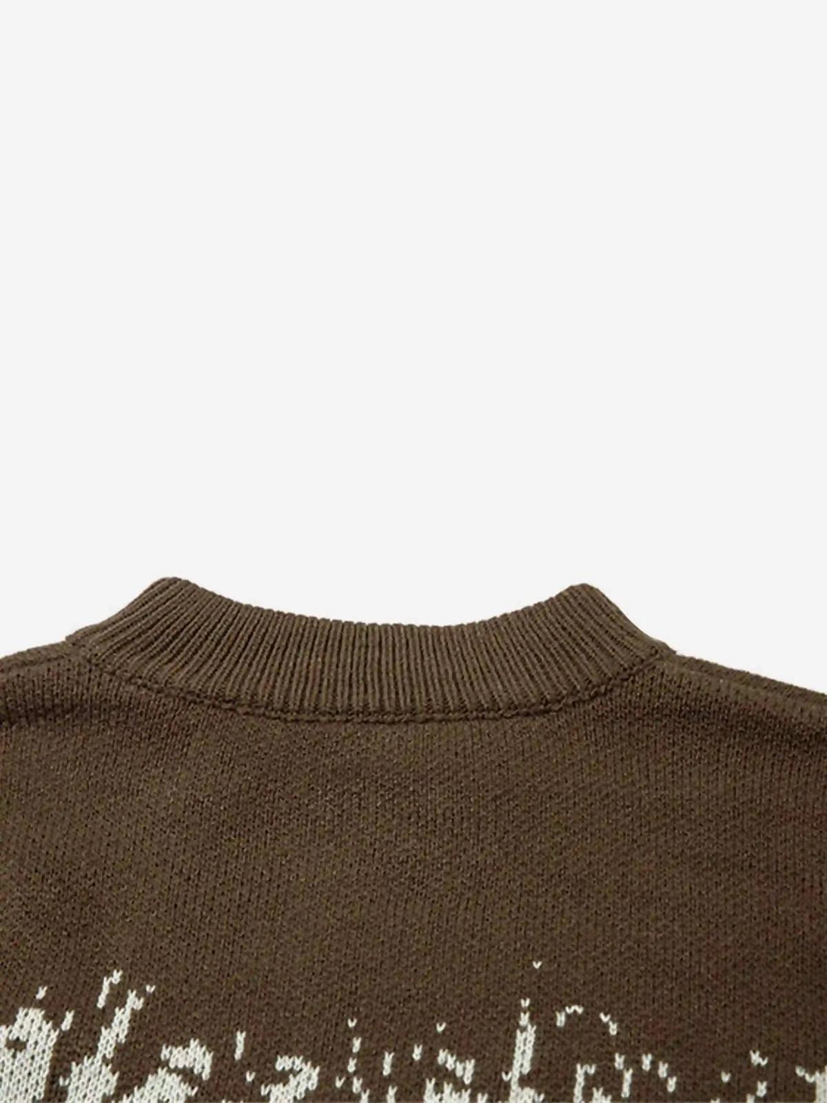 Asymmetric Jacquard Stitching With Two-Way Zipper Sweater