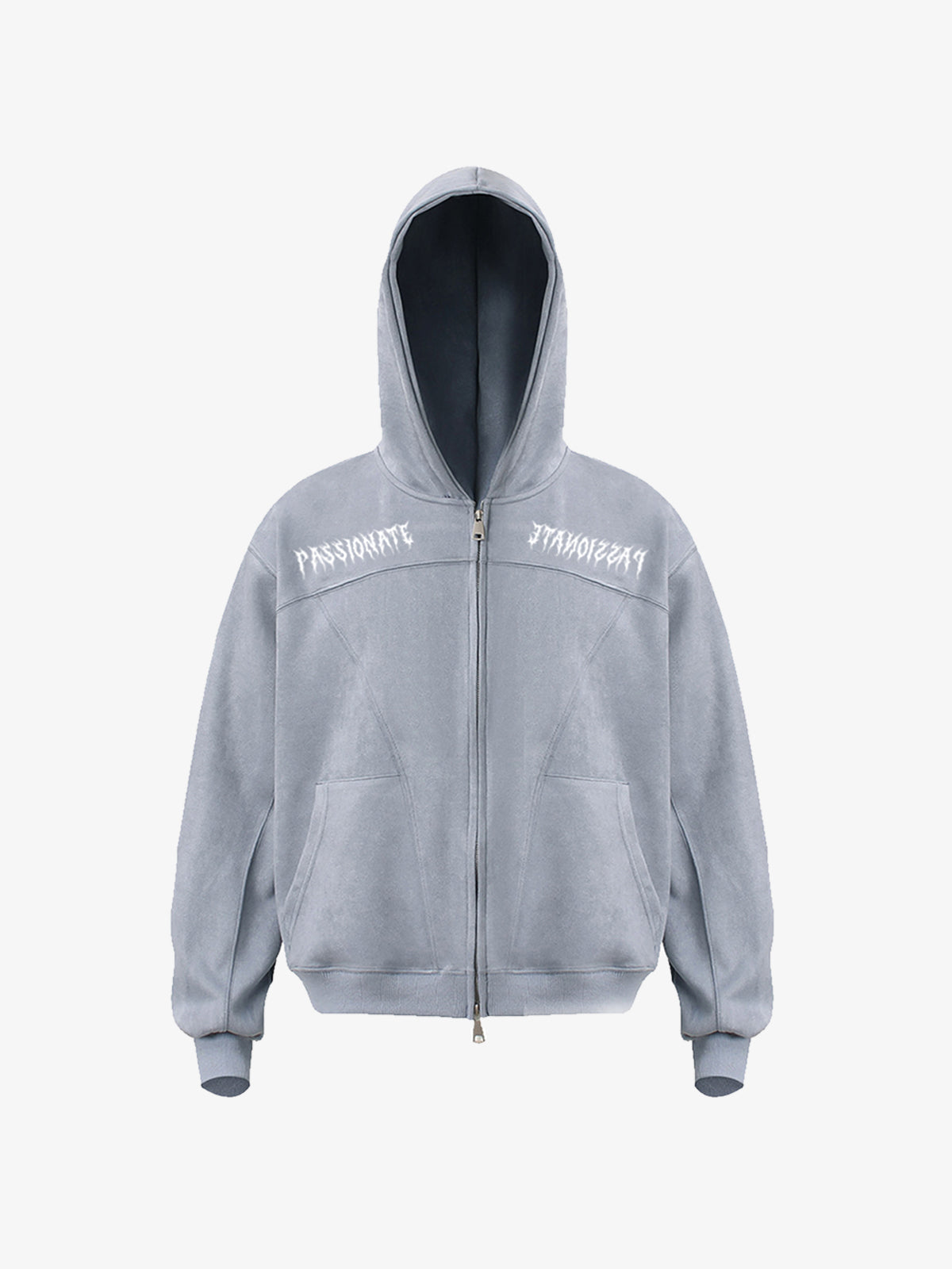Vintage Suede Letter Embroidered Cropped Hooded Sweatshirt
