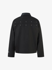 Street Gothic PU Leather Collar With Thorn Print Jacket
