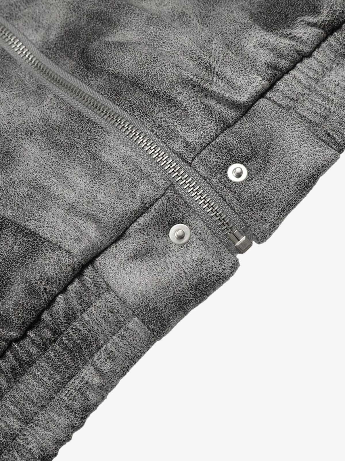 Faux Suede Vintage Wash Fur Hood Padded Jacket