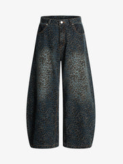 Denim Street Leopard Print Barrel Jeans