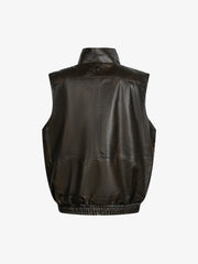 Vintage PU Leather Stand Collar Moto Workwear Vest
