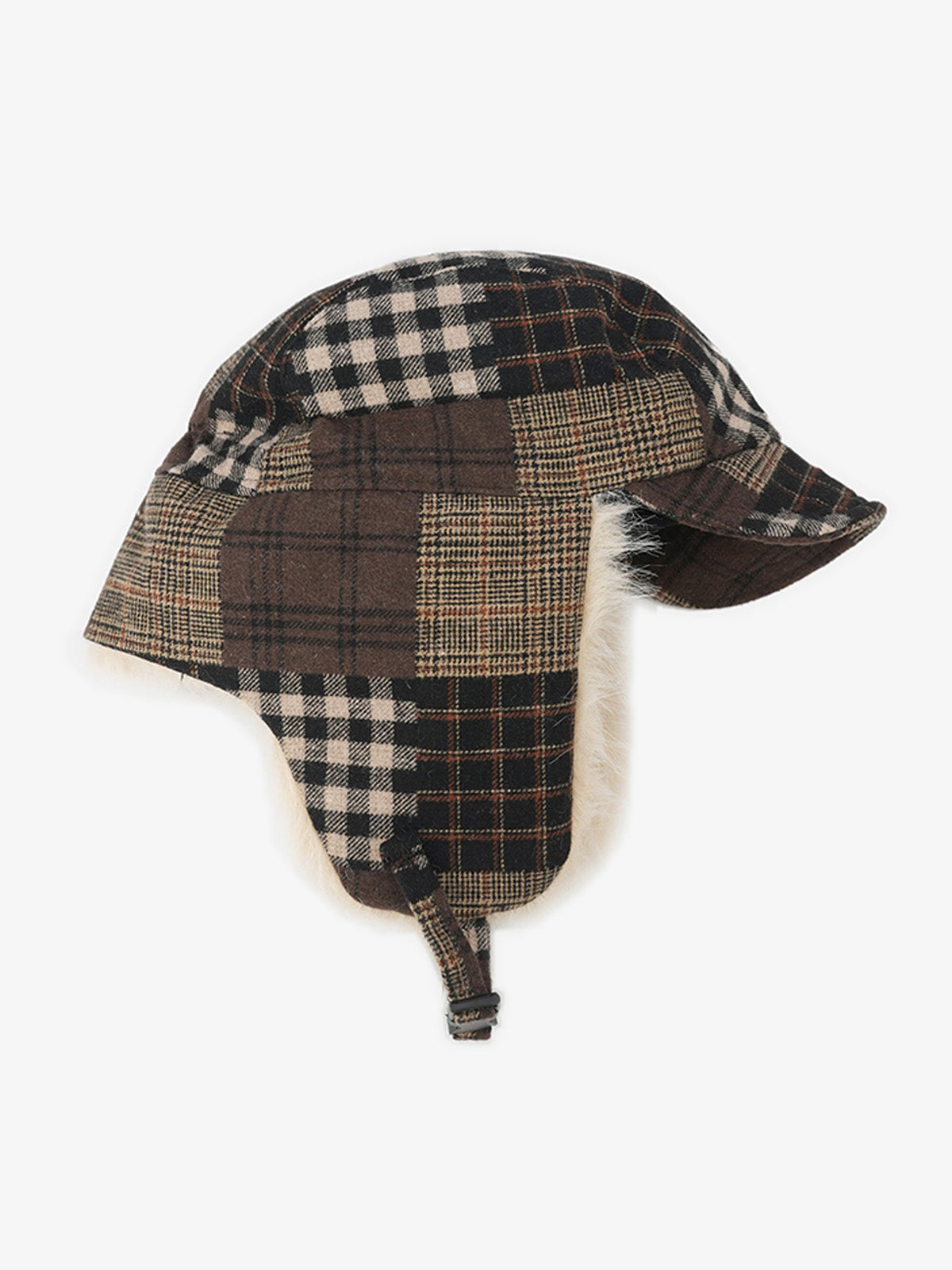 Vintage Plaid Patchwork Fleece Lined Trapper Hat