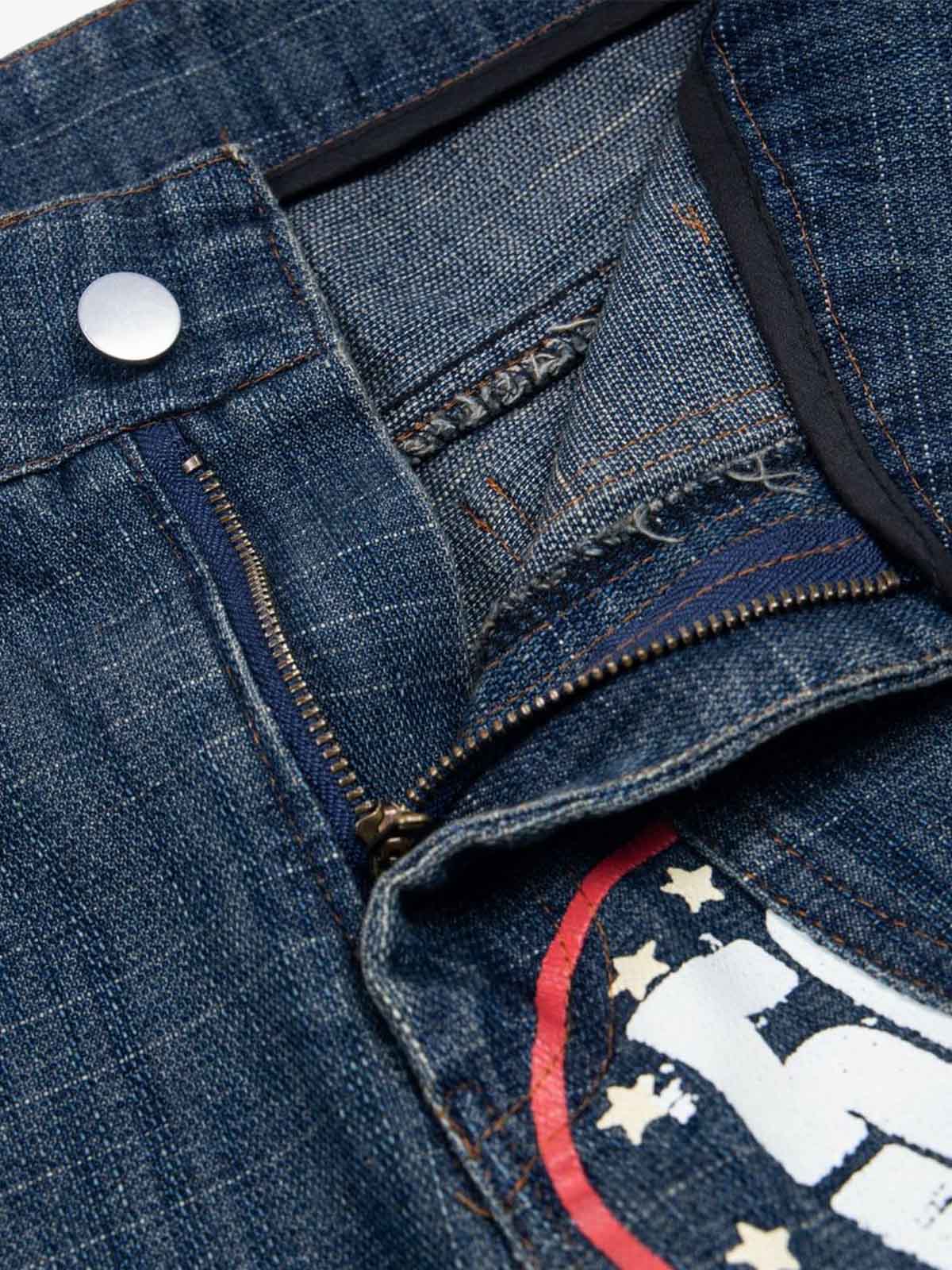 Letter Print Cargo Multi-Pocket Jeans