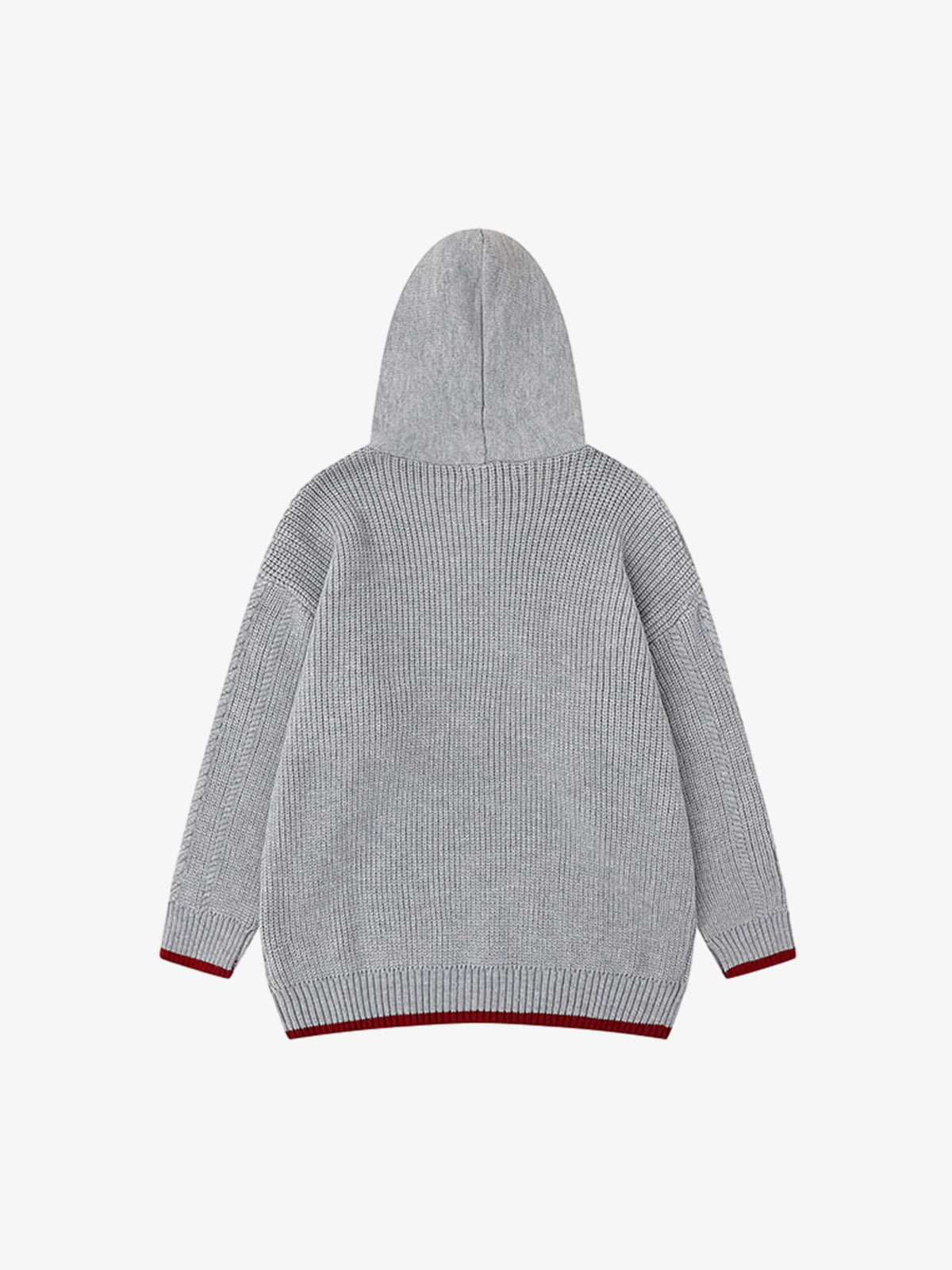 Retro Plaid Tie Hooded Knit Sweater