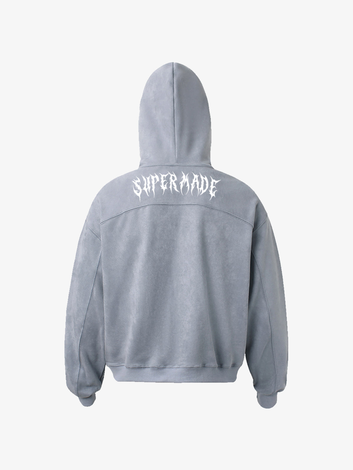 Vintage Suede Letter Embroidered Cropped Hooded Sweatshirt