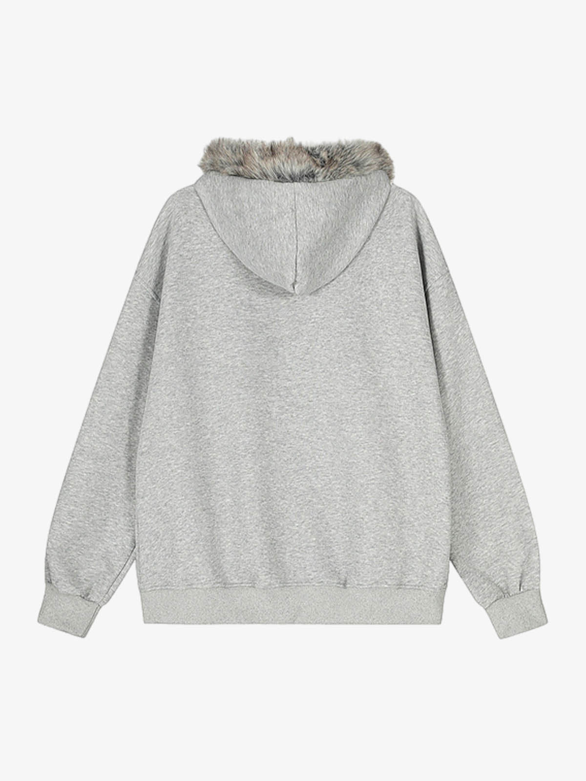 Street Punk Letter Print Fur Collar Hooded Sweatshirt