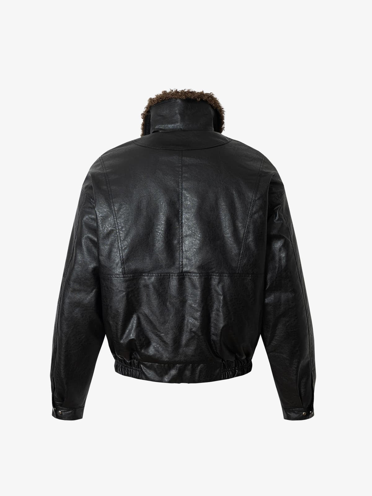 Vintage Detachable Fur Collar Quilted Leather Jacket