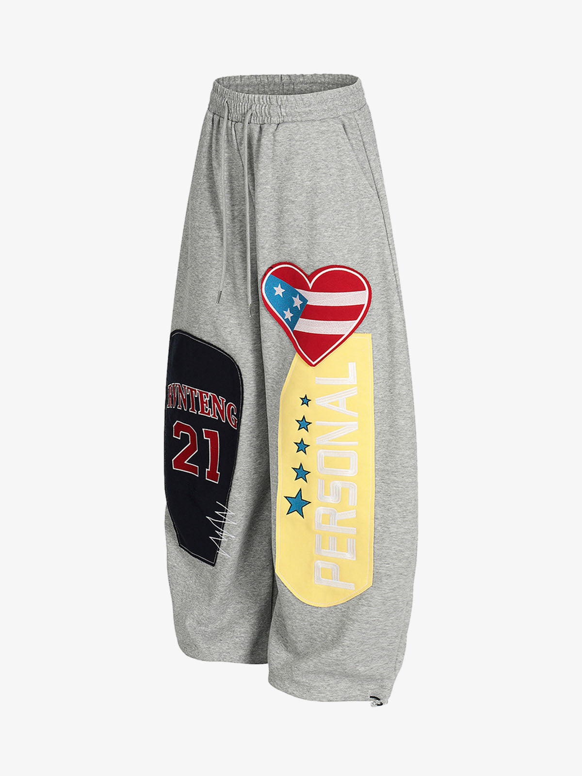 Hip-Hop Patch Embroidered Wide-Leg Sweatpants