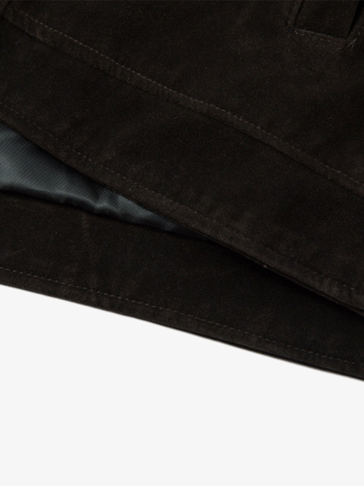 Retro Unique Metal Button Suede Lapel Bomber Jacket