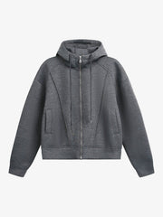 Deconstructed Split Drawstring Hooded Sweatshirt