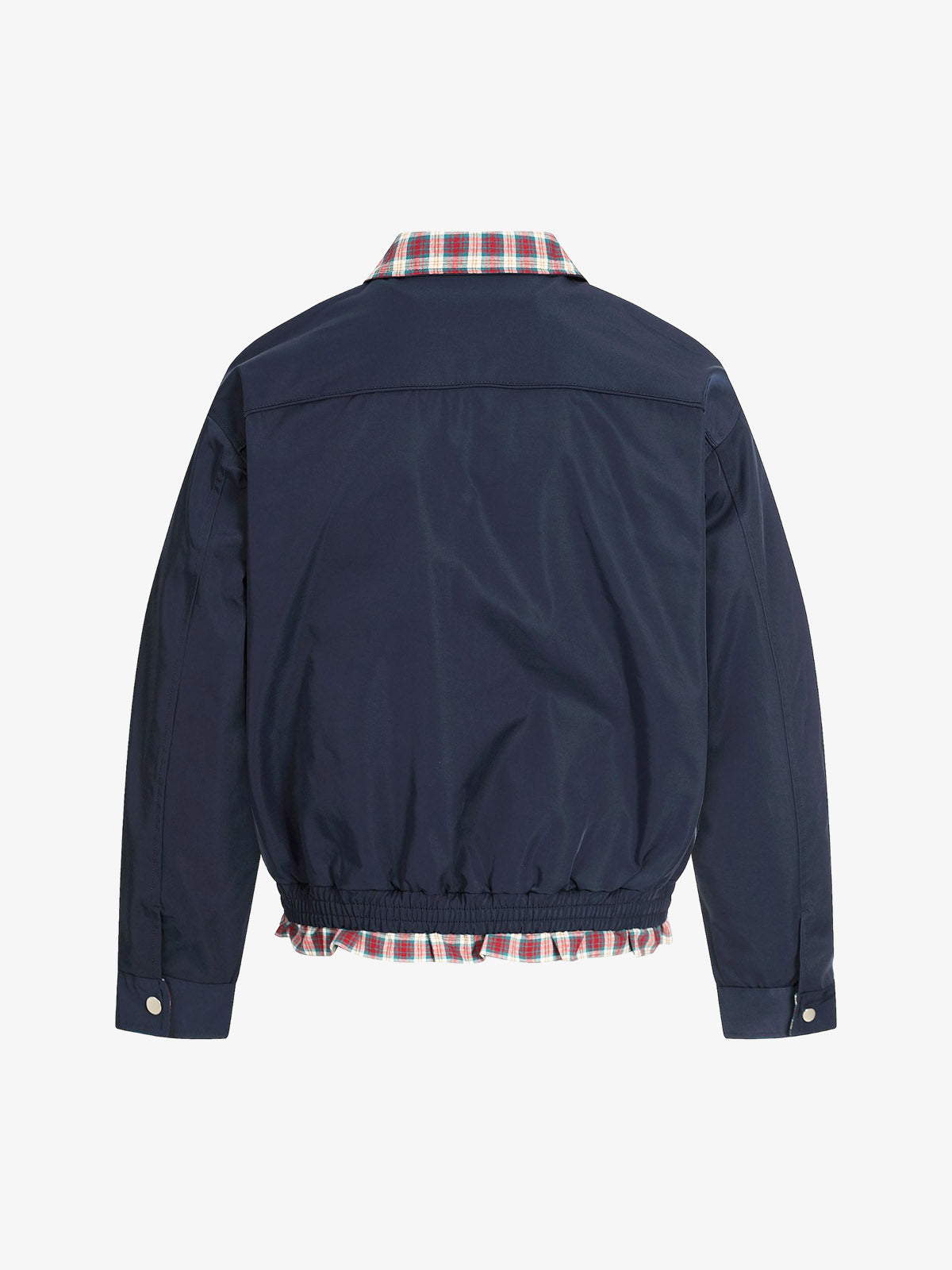 Faux Two-Piece Plaid Layered Workwear Jacket