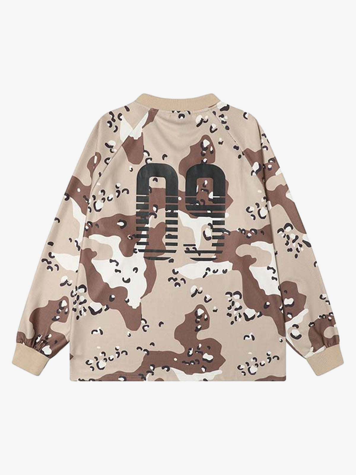 Camouflage Alphanumeric Print Long-Sleeved T-Shirt