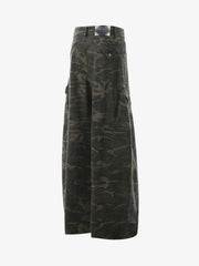 Vintage Camouflage Print Multi-Pocket Cargo Barrel Pants