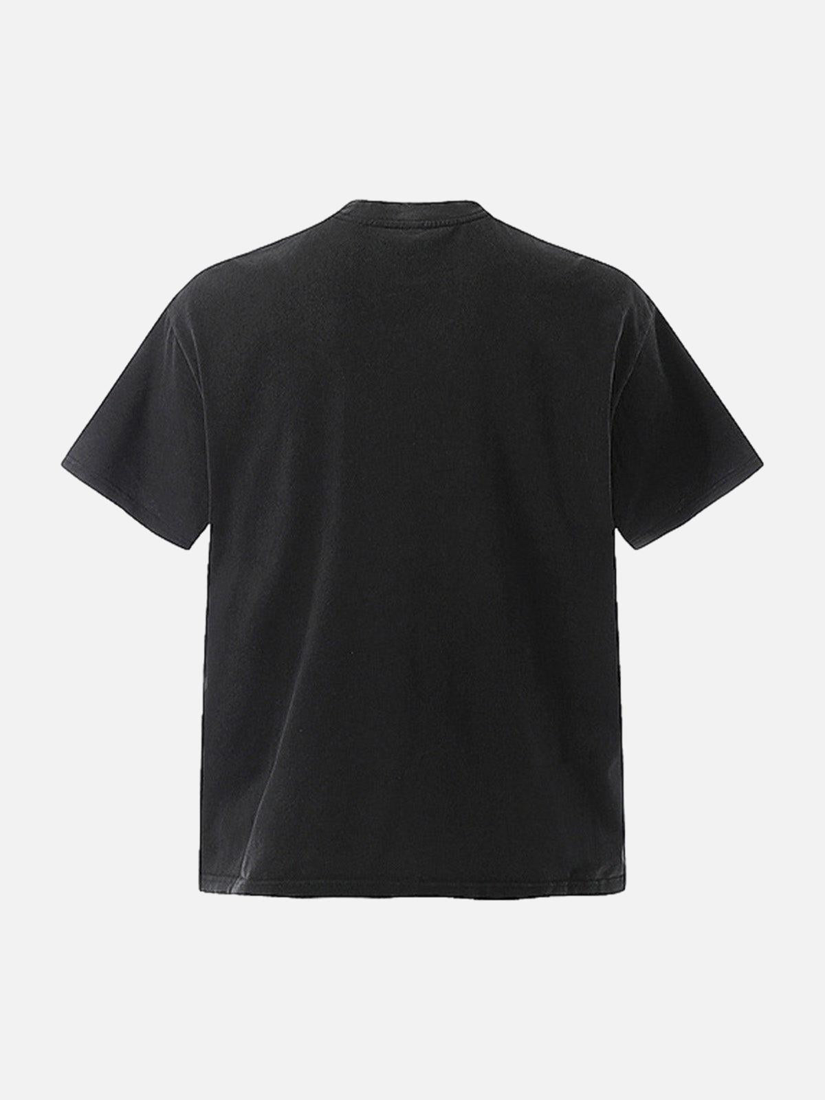 Badge Print Distressed Short Sleeve T-Shirt