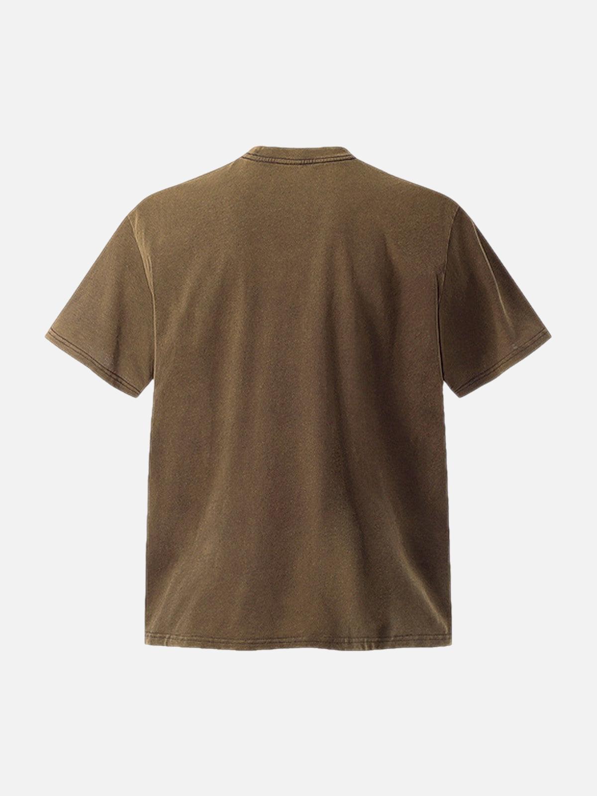 Badge Print Distressed Short Sleeve T-Shirt